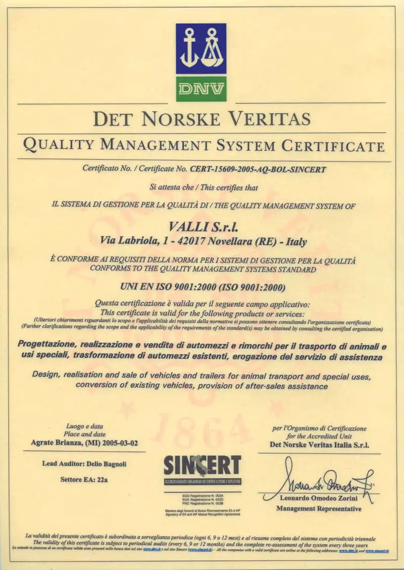 Certificato ISO 9001:2000